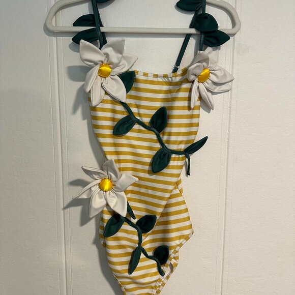 Samantha Pleet Starflower Swimsuit - Goldenrod Ivory - Size M - Picture 1 of 3